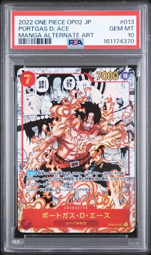 2022 ONE PIECE JPN PARAMOUNT WAR MANGA ALT ART #013 PORTGAS D. ACE PSA 10