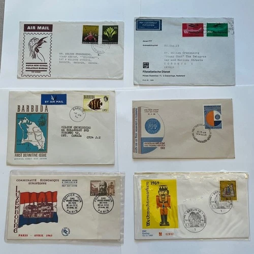 1960 International Postage First Day Covers (6) - France, Germany, Barbuda, etc.