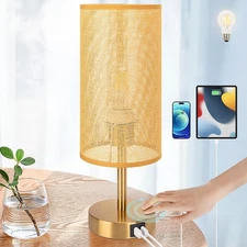 Yarra-Decor Bedside Lamp with USB Port - Touch Control Table Lamp for Bedroom Wo