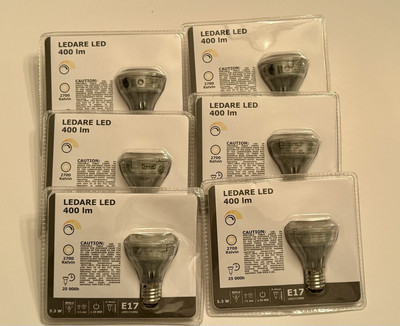 6- IKEA LEDARE LED bulb E17 reflector R14 400 lm, warm dimming 2700 K 5.3 W NEW