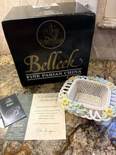 2002 Belleek May Flowers Square Basket Ireland Boxed