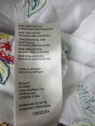 Pilcro Blouse Womens XL White Embroidered Fruit Button Up Cotton Sheer Boho Top - Picture 7 of 15
