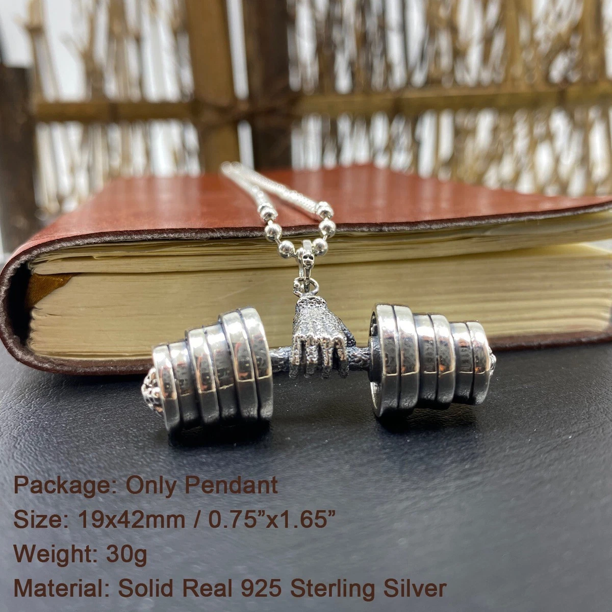 Barbell cheap necklace charm