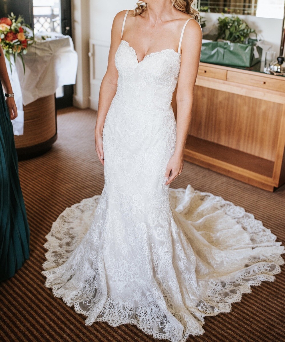 Designer Madison James Lace Wedding Dress, Size 6,