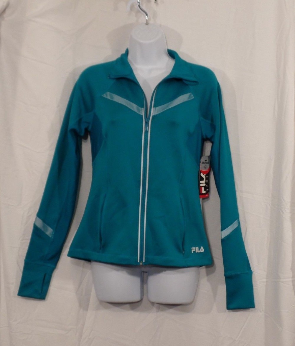 Giacca XS FILA donna teal zip davanti NUOVA