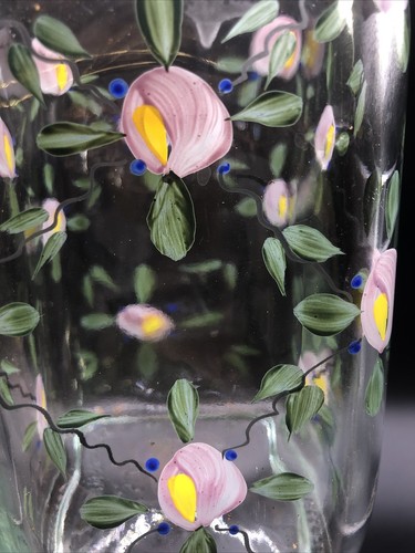 VINTAGE PORTUGAL DECANTER BOTTLE HAND PAINTED WHISKY ENGARRAFADO FLORAL TOPPER - Picture 7 of 12