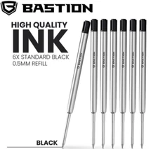 BASTION PENS INK REFILL STANDARD BLACK 6 SET Bolt Action Replacement Cartridge