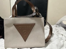 Guess PANYA Large Tote Bag COCOA Color Canvas Logo Authentic with Tags BRAND NEW