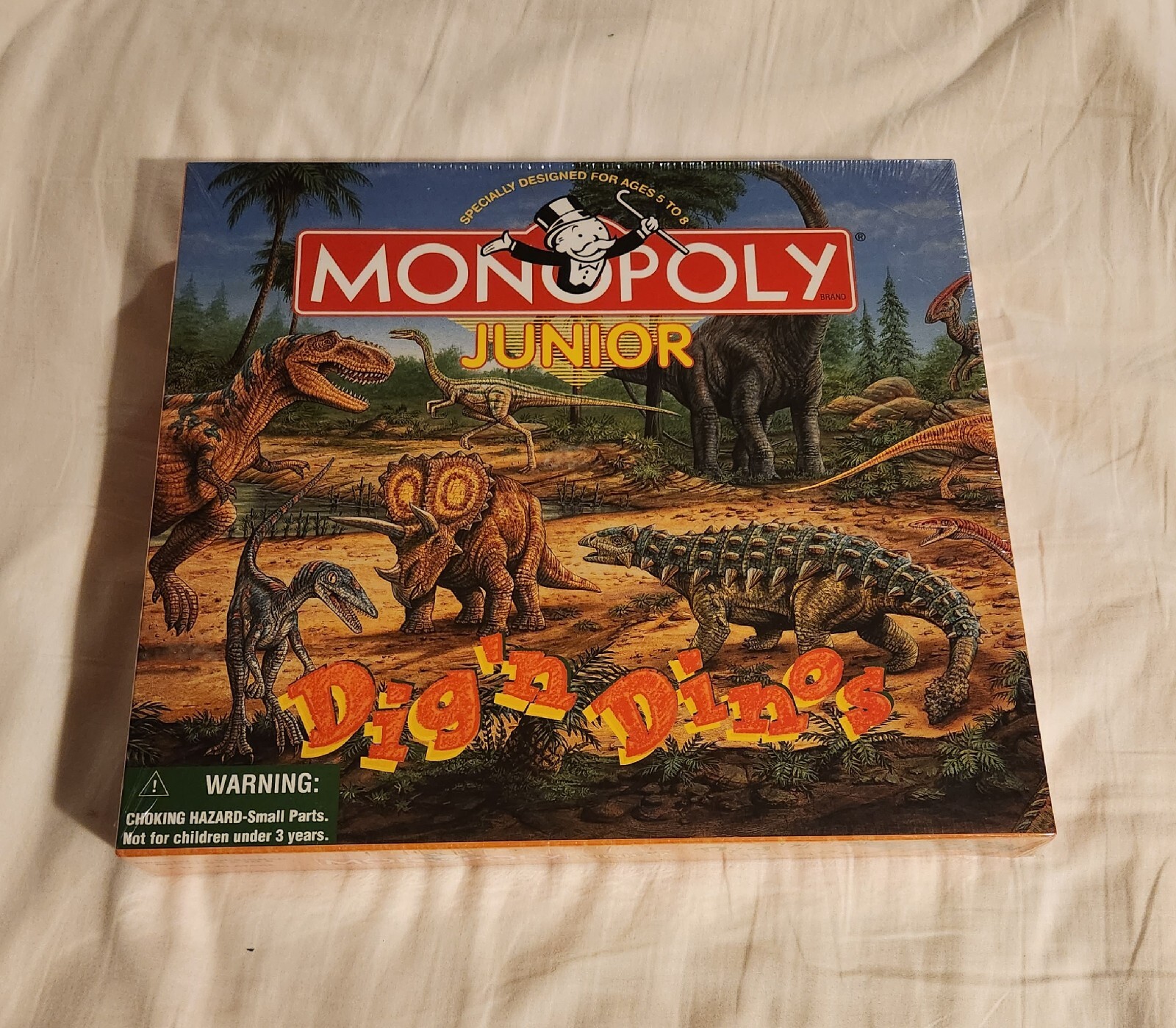 Vintage 1998 Monopoly Junior Jr, Dig'n Dinos Dinosaur Board Game NEW In Box