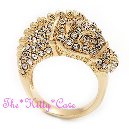 Oro Scintillante 3D Cavallo Pony Equestre Vistoso Anello con Cristalli Swarovski - Picture 24 of 25