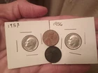 Lot Coins Roosevelt Dimes 1957 P And  1956 D Wheat Pennies 1942 1945 Ch6322