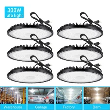 6 Pack 300 Watts UFO Led High Bay Light 300W Commercial Garage Gym Shop Light