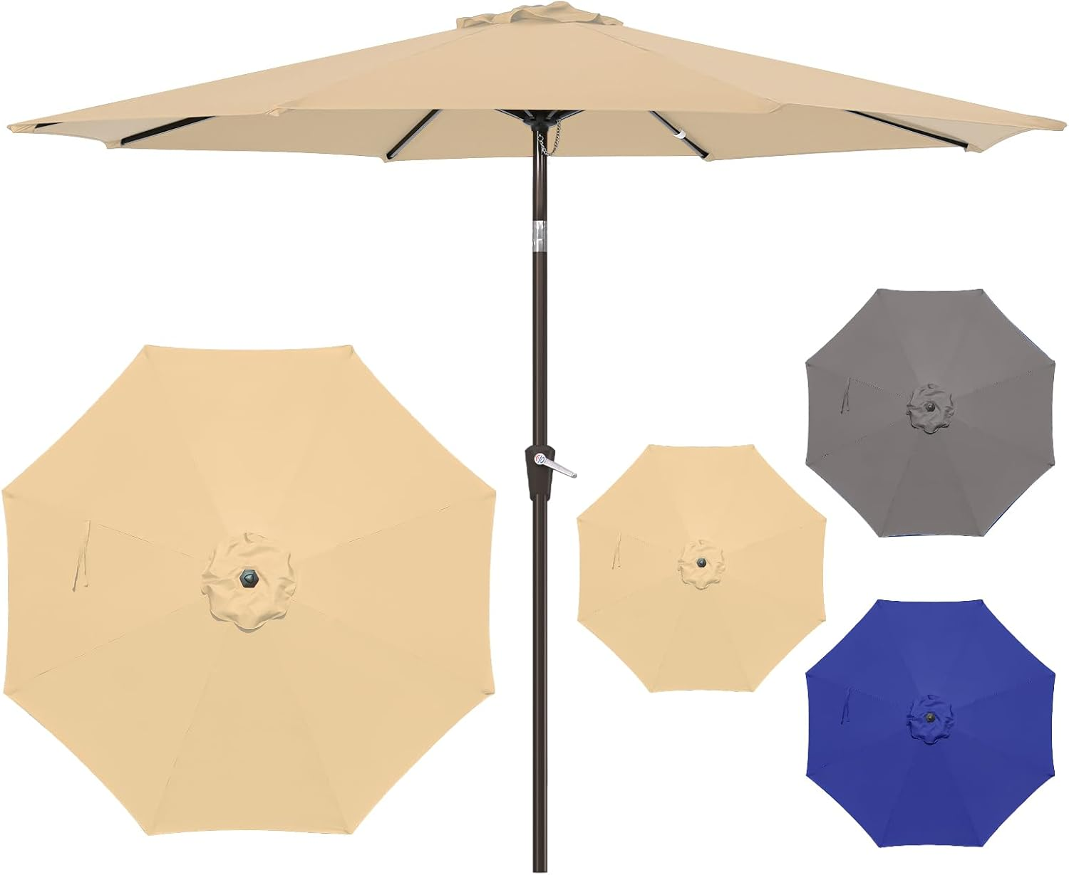 9FT Patio Umbrella Outdoor Table Umbrella with Push Button Tilt and Crank for Ga