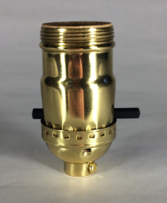 Early Electric Style Push-Thru Lamp Socket In Solid Brass - On/Off Function, Uno Base (#280)