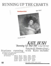 1985 Kate Bush "Running Up That Hill"  Song Release  Industry Promo Reprint Ad