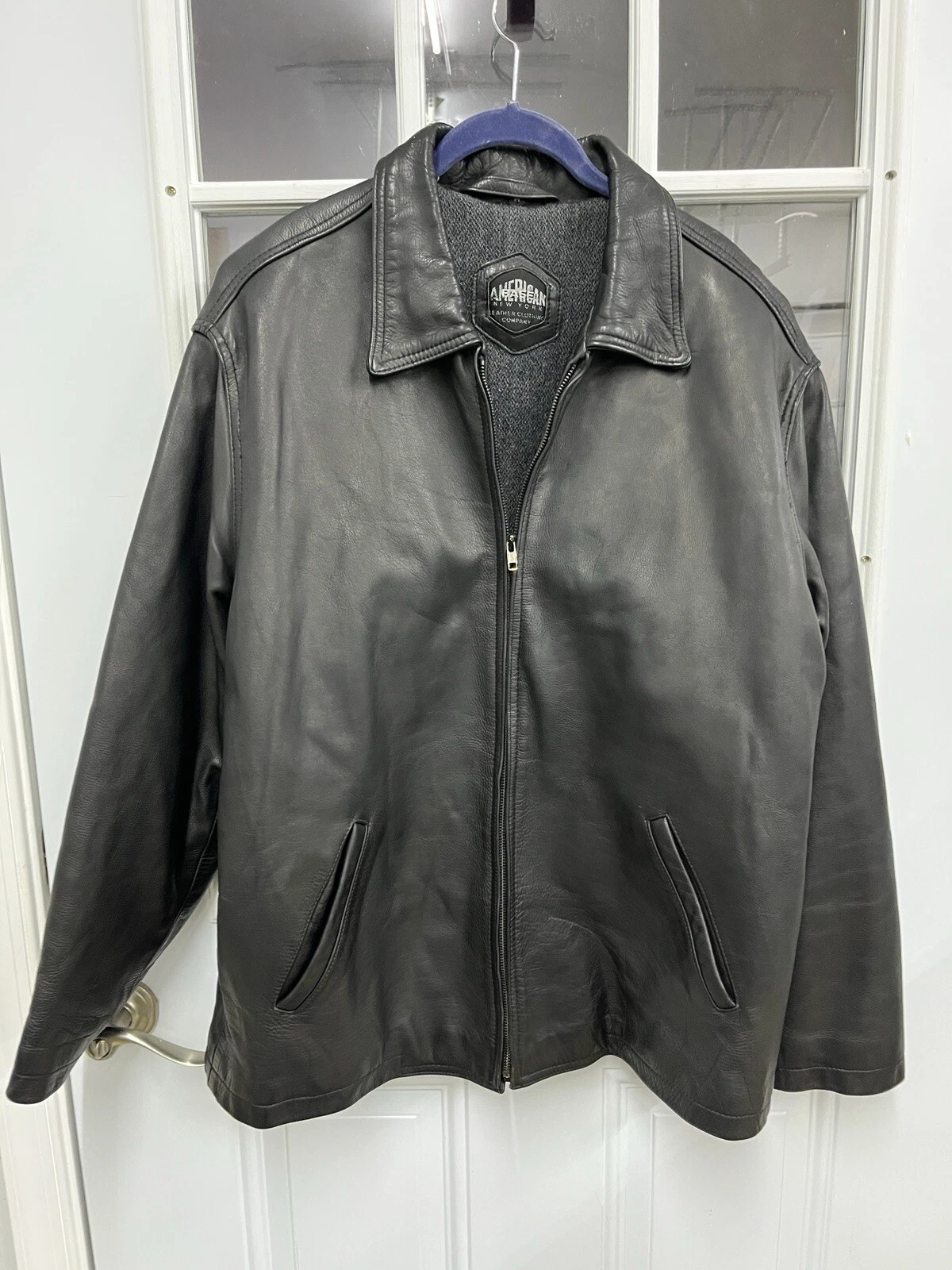 Leather jacket Size Medium AMERICAN BASE Thick Soft Black