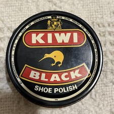 KIWI Shoe Polish TIN ONLY BLACK Made In England Open Used