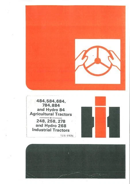 INTERNATIONAL TRACTOR 484 584 684 784 884 & 84 OPERATORS MANUAL
