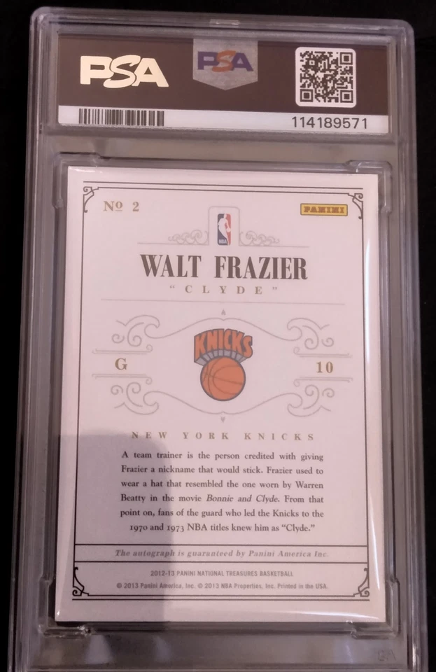 2012-13 Panini National Treasures Notable Nicknames / 99 Walt Frazier Auto PSA - Image 2 of 2