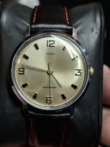 Timex Marlin 1969 Silver Tone Mens Vintage 1960s Mechanical Handwind Retro Watch