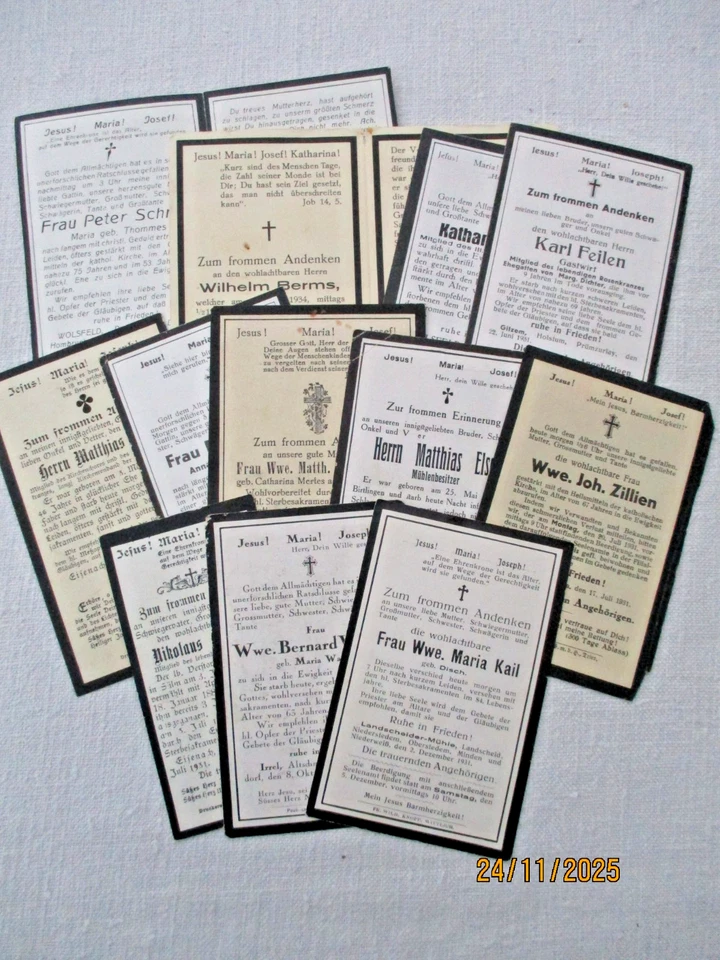 Totenzettel Sterbebilder 1930 - 1934 Konvolut Eifel 12 Stück - Bild 2 von 4