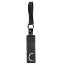 Initial Letter Keychain, PU Leather Alphabet Keychain, Black Letter C 