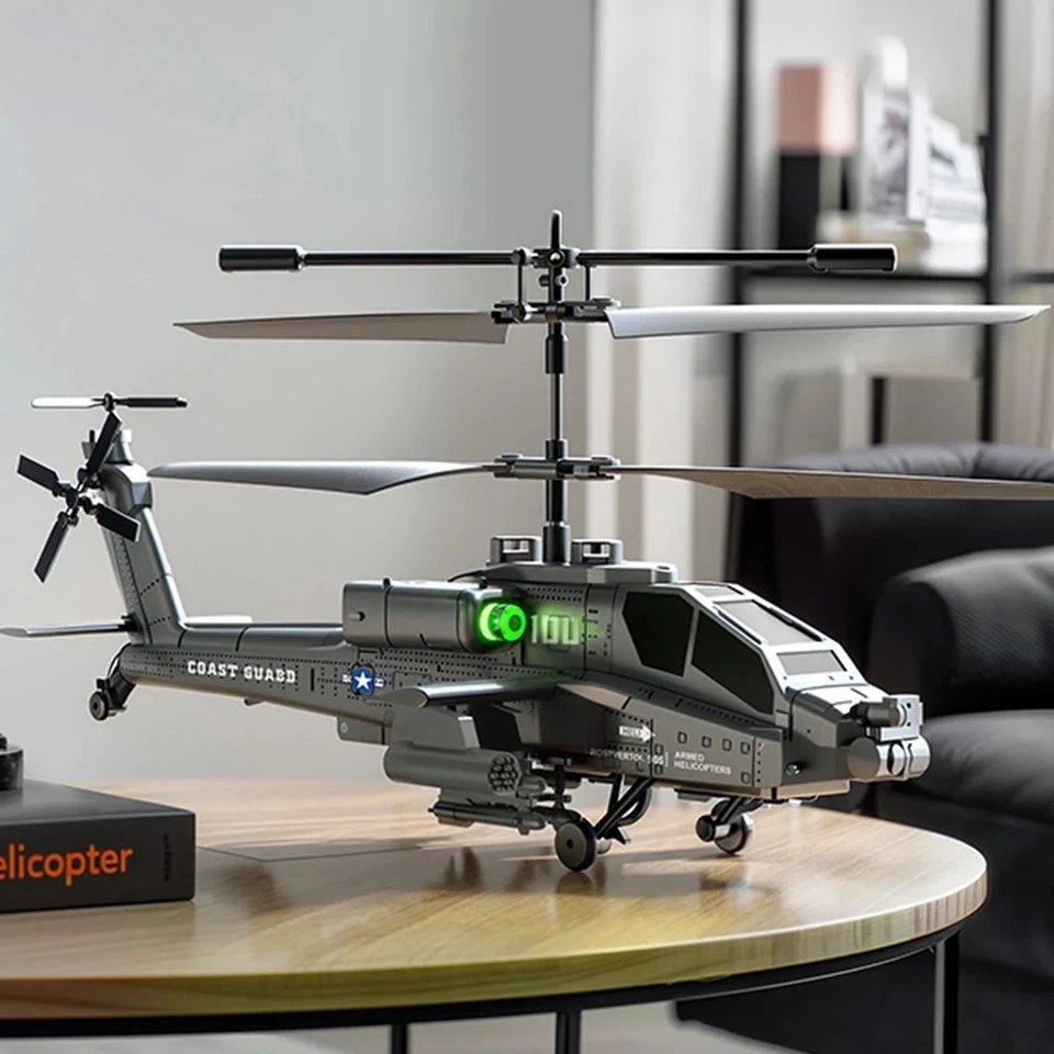 Helicóptero RC RTF XK1 2.4G 3.5CH Modelo a Escala Apache Flybarless Altitud Hold LED Foto 4 de 4