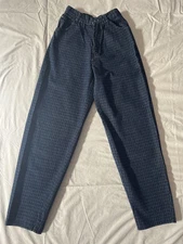Vtg Gitano 80/90s barrel/mom/taper high rise jeans-dk blue check pattern Sz 5/6