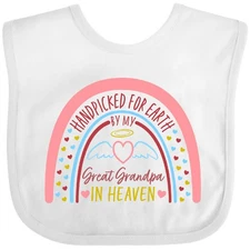 Inktastic Handpicked For Earth By My Great Grandpa In Heaven- Rainbow Baby Bib