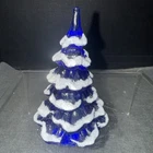 Fenton Art Glass Coblat Blue 4" Flocked Christmas Tree