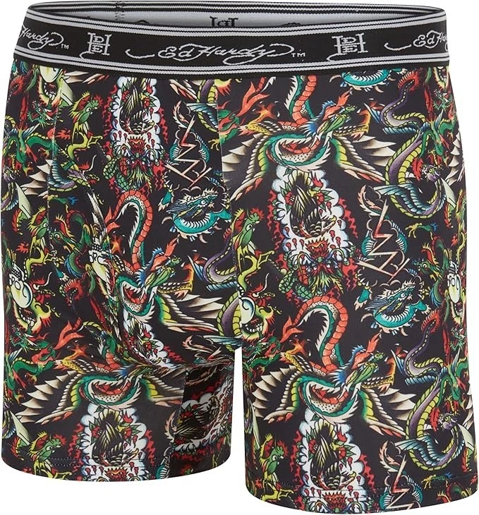 Paquete de 3 calzoncillos boxer de rendimiento Ed Hardy para hombre ropa interior inspirada en tatuajes talla XL Foto 4 de 4
