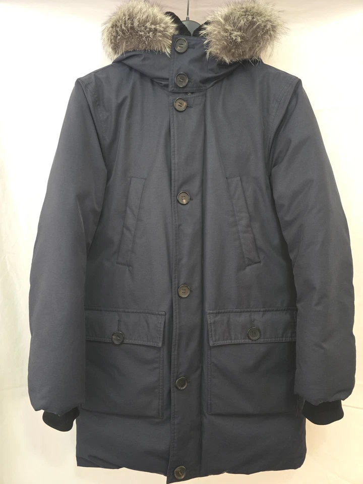 Mackage Mens Heavy Down Parka Fur Hood Navy Blue Size 38 Winter Jacket - Image 2 of 4