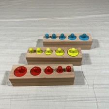 Wood Montessori Cylinder Socket Puzzles Toy Wooden Educational Kids M1