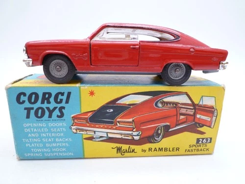 VINTAGE CORGI TOYS 263 MARLIN BY RAMBLER SPORTS FASTBACK IN ORIGINAL BOX 1966