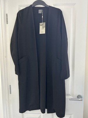 ICHI Womens long Black jacket throw on Blazer Professional Work medium 12 
