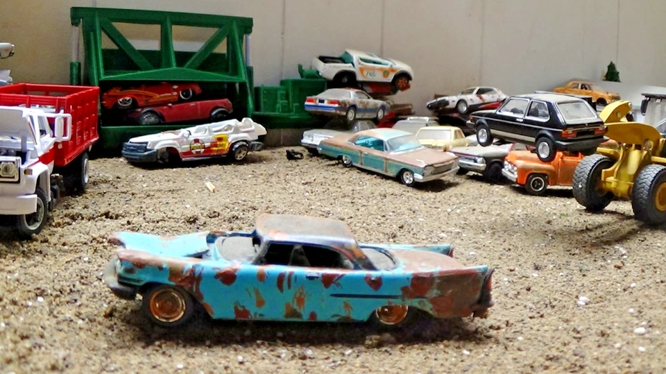 57 Chrysler 300 car Weathered Custom Barn Find Abandon Junkyard 1/64 - Image 4 of 4