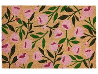 FußMatte Kokosfaser Naturfarben Blumenmuster 60X90 Cm Rutschfest Indoor Manguao