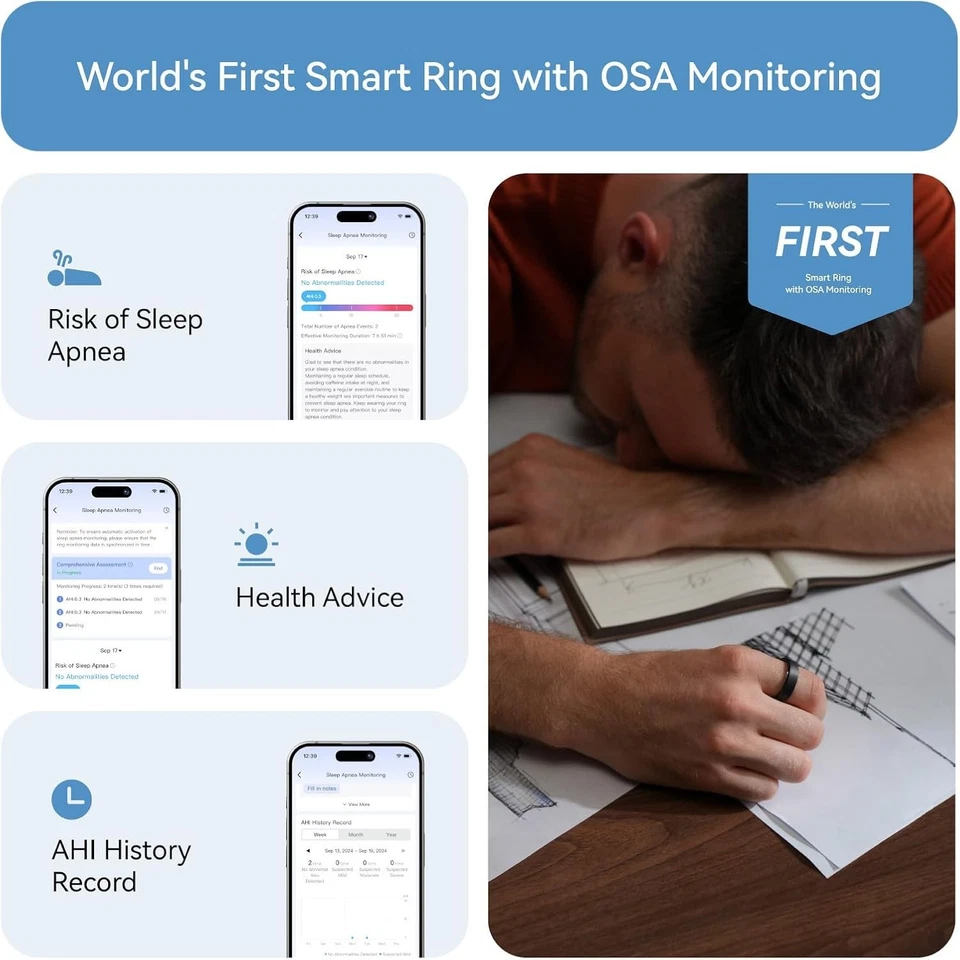 RingConn Gen 2 Sleep Apnea Monitoring, No APP Subscription, 12-Day Black, Size 8 - Image 4 of 4