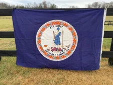 Vintage Bulldog Cotton State of Virginia Flag 4’ x 6’ Ft 1940s-50s-60’s Flag