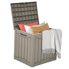 Outdoor Storage Box, Weatherproof Lockable Resin Deck Box for 30 Gallon Brown