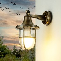 Wandleuchte AußEn AußEnwandlampe IP64 In Antik E27 Echt-Messing Glas Maritim
