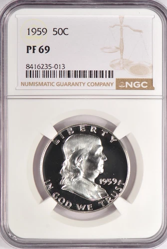 1959 Franklin Half Dollar Proof NGC PF 69 PR69 Frosty Silver Coin 50C