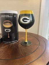 NFL Green Bay Packers Hand-Painted 26oz Wine Glass Boelter Brands w/ Box