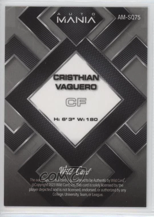 2023 Wild Card Mania Square Gold Kaleidoscope /4 Cristhian Vaquero #AM-SQ75 Auto - Image 2 of 2