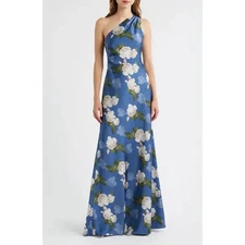 NEW, Sachin & Babi Delphine Floral Print Gown Washed Indigo Blooms SZ 10 #LD40