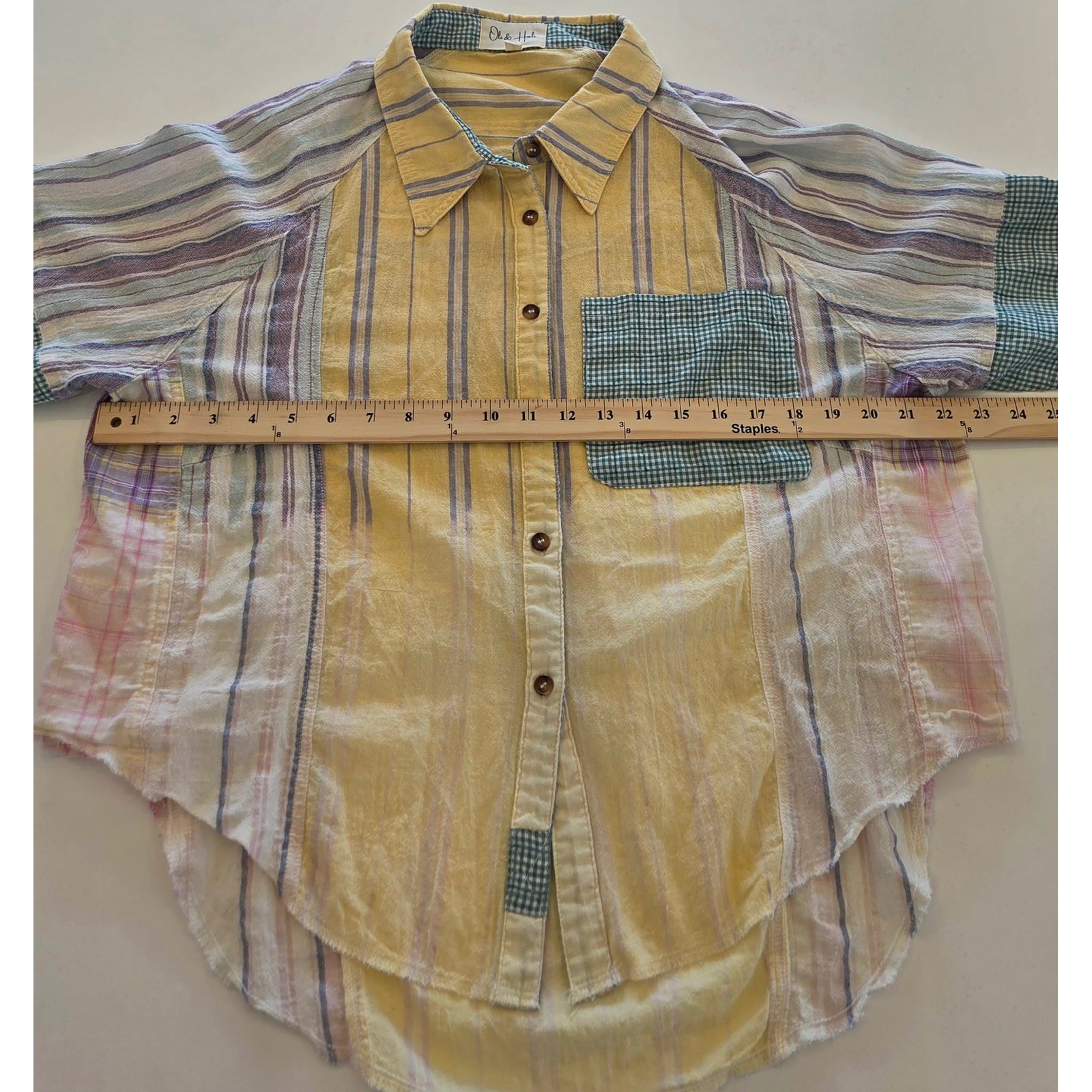 Oli & Hali Patchwork Striped Button Down Shirt Wo… - image 12