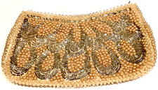 Vintage GLASS PEARL & Bugle Bead Purse by EMSON 1950s free ship
