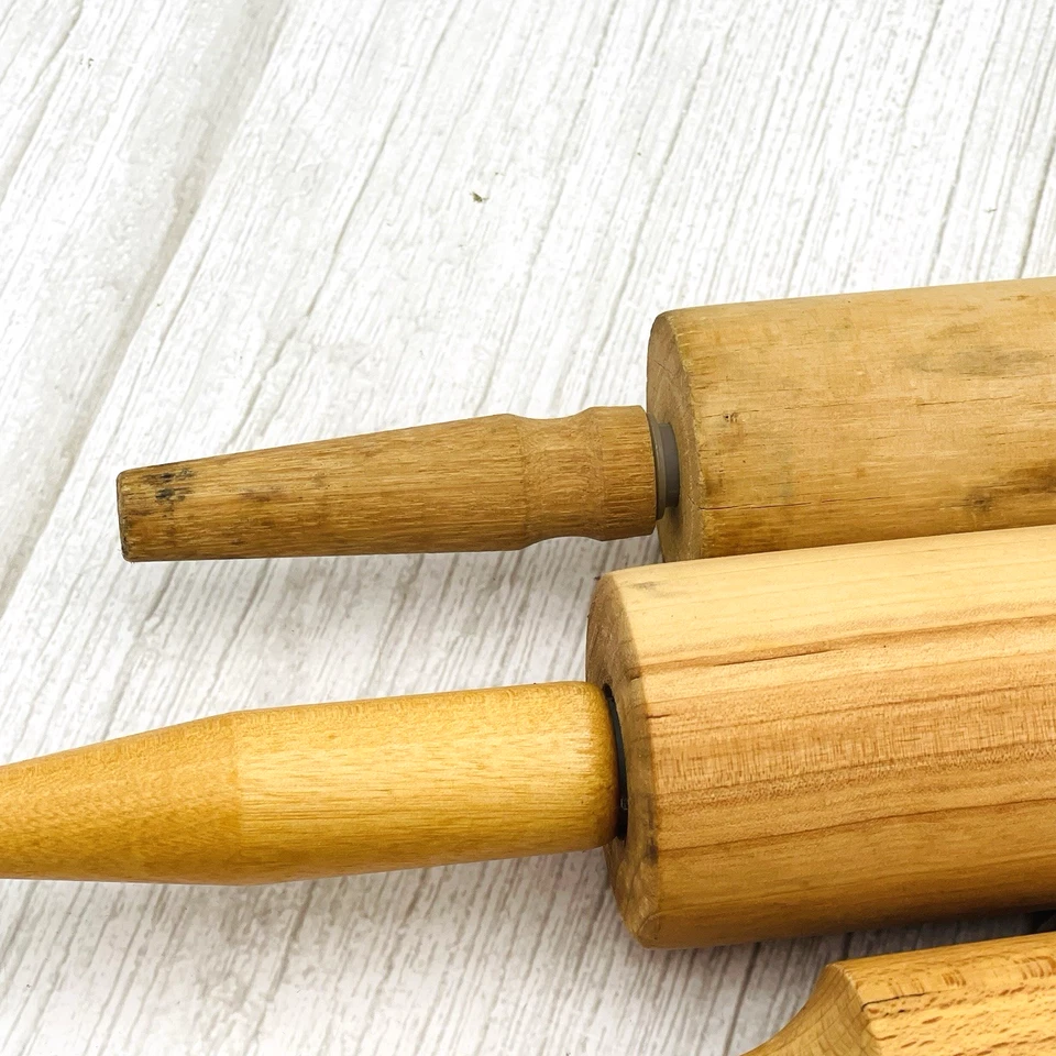 5 Rodillos Vintage Madera Madera Granja Cocina Primitiva Foto 4 de 4