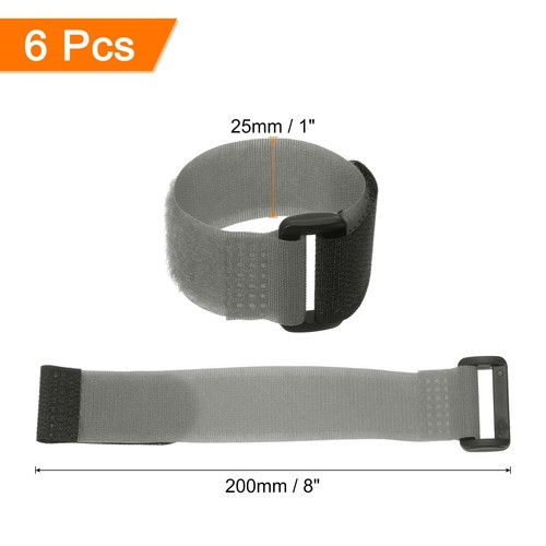 6 Pcs Battery Tie Down Straps,1"x8" Grey Nylon Hold Down Hook Loop Strap - Afbeelding 2 van 6