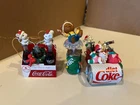 Lot of 4 Vintage Coca Cola Christmas Ornaments